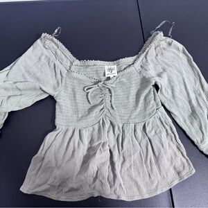 Self Esteem Light Gray Off-Shoulder Top